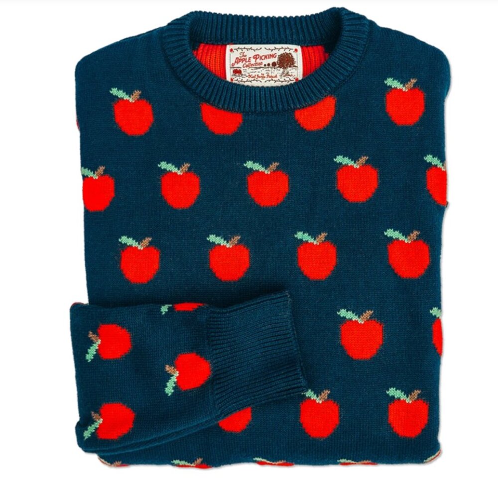ISO Kiel James Patrick Navy Apple Picking Sweater